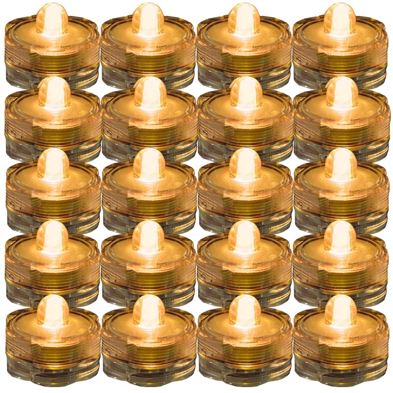 JYtrend Bright LED Floral Tea Light Submersible Lights for Party Wedding (Amber, 20 Pack) - Image 1